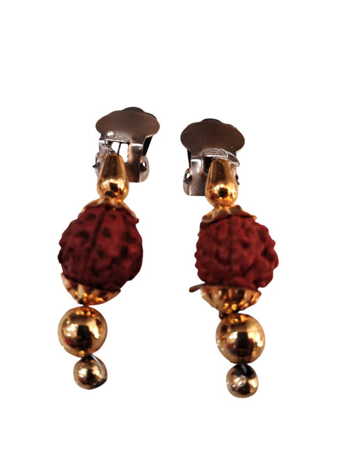 Natural Brown Rudraksh Golden Plated Rudraksha Jewellery Set with Golden Beads – Rudraksha Mala for Ramleela, Festivals & Spiritual Events | Ideal for Kids & Adults