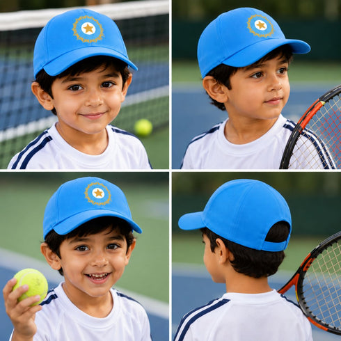 Blue Cricket Cap for Kids & Adults – Sports Cap with Velcro Strap & Embroidered Cricket-Inspired Logo