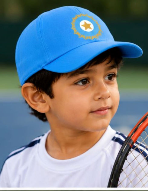 Blue Cricket Cap for Kids & Adults – Sports Cap with Velcro Strap & Embroidered Cricket-Inspired Logo