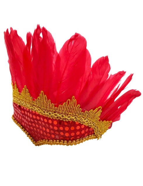 BookMyCostume Carnival Feather Headpiece – Red Feather and Sequin Crown, Costume Accessory for Kids and Adults, Party, Festival, Dance Accessory