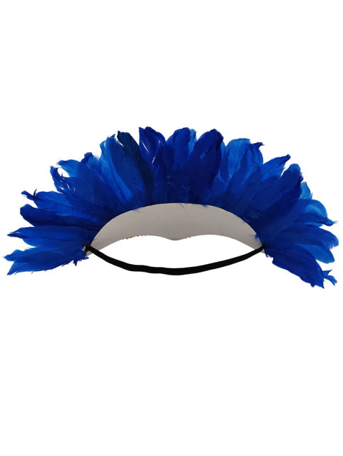 BookMyCostume Carnival Feather Headpiece – Blue Feather and Sequin Crown, Costume Accessory for Kids and Adults, Party, Festival, Dance Accessory