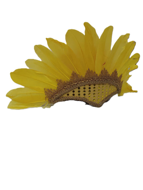 BookMyCostume Carnival Feather Headpiece – Yellow Feather and Sequin Crown, Costume Accessory for Kids and Adults, Party, Festival, Dance Accessory