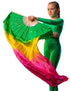 Japanese Silk Belly Dance Fan Veil | Single Bamboo Viel in Multi Shades with 2 Meter Flowing Cloth Attached to Fan for Great Dance Effect – Rainbow-Themed Group Performances, Annual Day