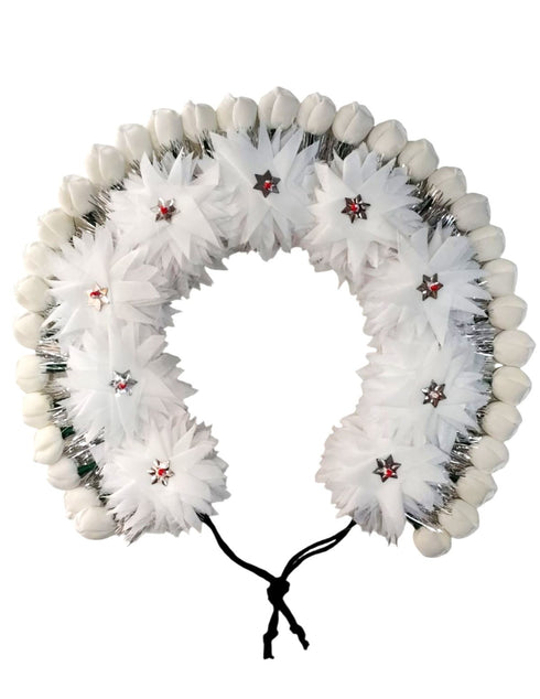 BookMyCostume White Tahia Traditional Gajra Costume Accessory for Odissi Dance – Kantara Dance Costume Accessory – Floral Head Ornament for Women & Girls | Handmade Hair Accessory for Classical Indian Performances