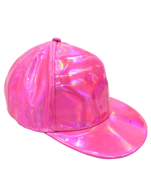 BookMyCostume Pink Reflective Street Dance Cap – Adjustable Holographic Snapback Hat for Performers, Party & Hip-Hop Style Fancy Dress Accessory for Girls & Boys