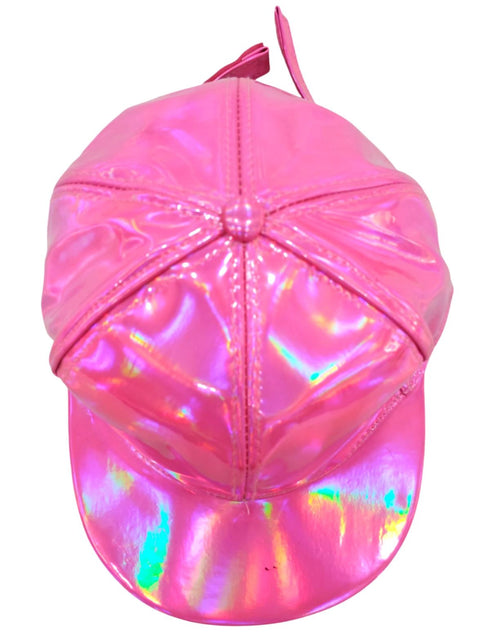 BookMyCostume Pink Reflective Street Dance Cap – Adjustable Holographic Snapback Hat for Performers, Party & Hip-Hop Style Fancy Dress Accessory for Girls & Boys