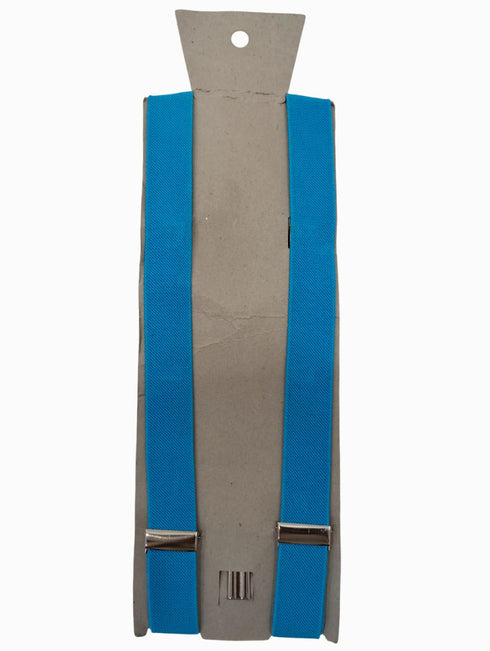 BookMyCostume Adjustable Elastic Y-Back Style Unisex Blue Suspender for Adults – Fancy Dress Costume Accessory with Strong Metal Clips