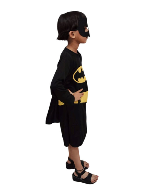 BookMyCostume Black Bat Costume for Girls with Attached Cape & Eye Mask | Superhero Costume for Girls | Fancy Dress Outfit For Girls