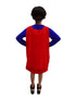 BookMyCostume Supreme Girl Red & Blue Character – Dress with Cape & Eye Mask | Superhero Kids Fancy Dress Outfit For Girls