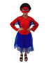 BookMyCostume Spider Web Hero Girl Costume Set – Red & Blue Frock with Net Sleeves | Superhero kids Fancy Dress Outfit For Girls