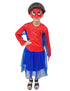 BookMyCostume Spider Web Hero Girl Costume Set – Red & Blue Frock with Net Sleeves | Superhero kids Fancy Dress Outfit For Girls