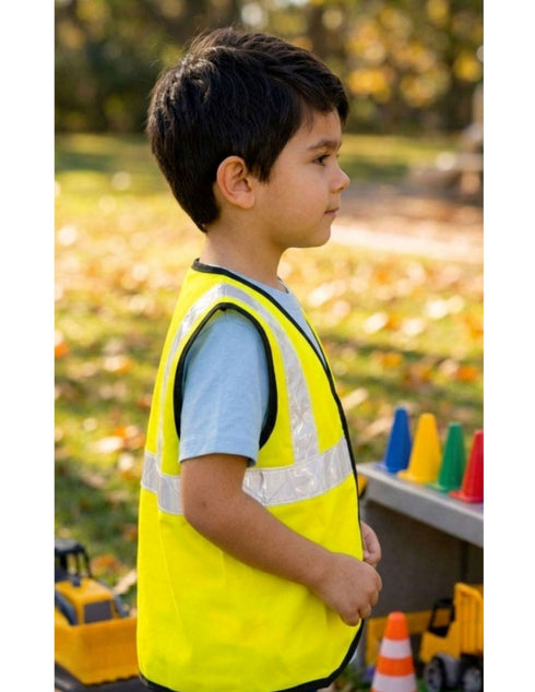 Yellow Reflective Safety Jacket for Kids | Labor Day Dress Costume | Worker Uniform Vest | Bike Safety Jacket | School Fancy Dress Costume
