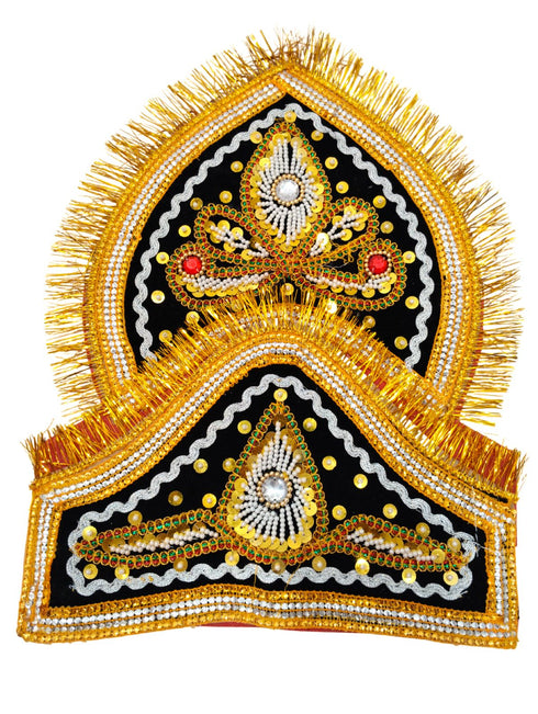 BookMyCostume Ravan Crown with Detachable Face Extension 10 Head Set – Plywood Ramleela Mukut Costume for Dussehra & Fancy Dress Accessory For Adults