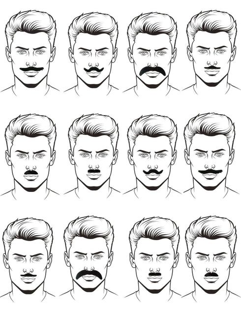 BookMyCostume Stick-On Moustache Set – 12 Pieces with 6 Unique Styles | Self-Adhesive Fake Mustaches for Kids & Adults | Theme Party, Fancy Dress, Fun Props