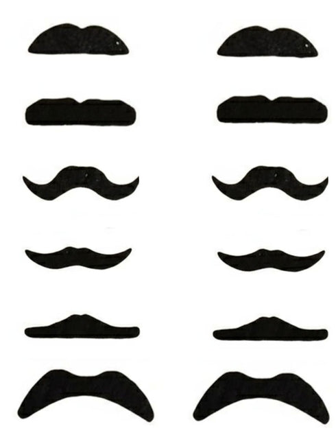 Stick-On Moustache Set – 12 Pieces with 6 Unique Styles | Self-Adhesive Fake Mustaches for Kids & Adults | Theme Party, Fancy Dress, Fun Props