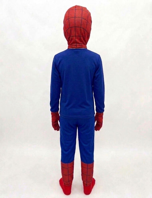 5 Pc Set Red and Blue Super Hero Dress for Boys | Superhero Dress with Top, Bottom, Mask, Gloves, and Socks | Birthday Party Prop, Halloween Theme Cosplay Dress