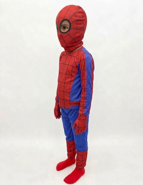 5 Pc Set Red and Blue Super Hero Dress for Boys | Superhero Dress with Top, Bottom, Mask, Gloves, and Socks | Birthday Party Prop, Halloween Theme Cosplay Dress