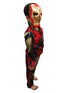 2 Pc Red and Yellow Muscle-Look Superhero Costume with Padded Chest, Arms & Plastic Face Mask | Sublimation Printed Fancy Dress Outfit | Birthday Party Prop