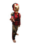 2 Pc Red and Yellow Muscle-Look Superhero Costume with Padded Chest, Arms & Plastic Face Mask | Sublimation Printed Fancy Dress Outfit | Birthday Party Prop