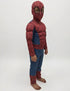 2 Pc Red Blue Web Hero Muscle-Look Superhero Costume with Padded Chest, Arms & Cloth Mask | Sublimation Printed Fancy Dress Outfit | Birthday Celebration Costume