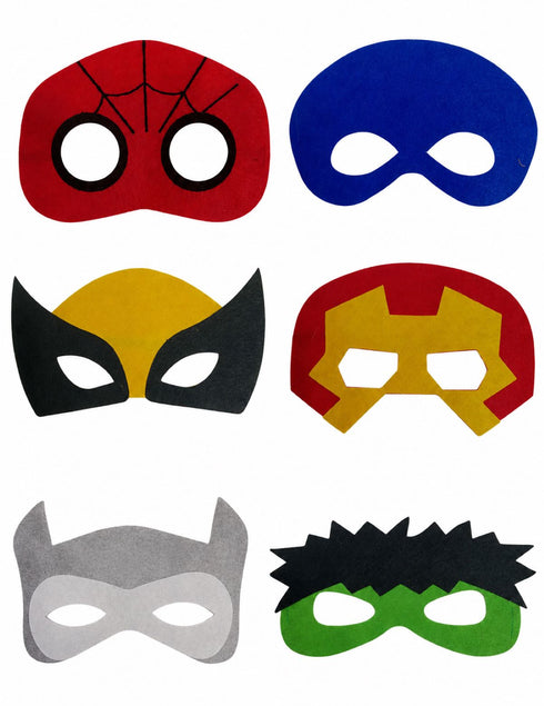 Pack of 3 Assorted Superhero Felt Eye Masks for Kids | Dress-Up Party Props with Elastic Strap | Fancy Dress, Birthday & Halloween Theme Decoration