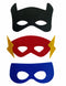 Pack of 3 Black Red Blue Superhero Felt Eye Masks for Kids | Dress-Up Party Props with Elastic Strap | Fancy Dress, Birthday & Halloween Theme Decoration