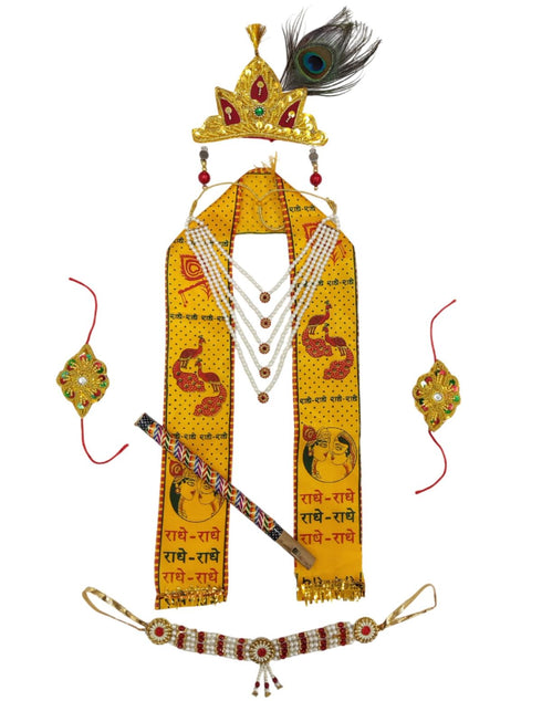 BookMyCostume Krishna Jewellery for Kids 8-Pcs Complete | Janmashtami Photoshoot Props | Krishna Dress for Kids | Jewellery Accessory for Krishna Costume for Baby Boy | Dress Accessories – 0-7 Years