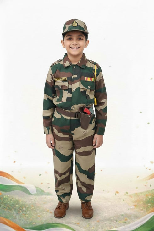 6pcs Military Woodland Print | Independence Day | Army Dress | Community Helper Soldier for Patriotic Events for Role Play