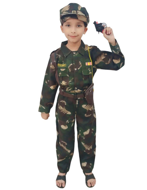 BookMyCostume 6pcs Army Leaf Print | Independence Day | Army Costume | Community Helper Commando Soldier for Patriotic Events for Role Play