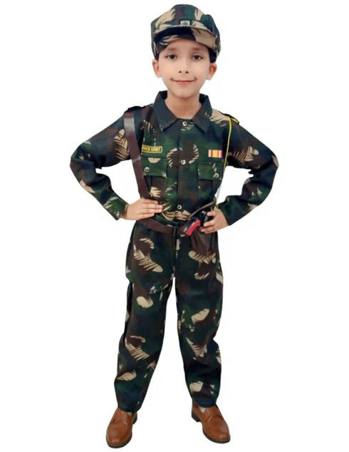 BookMyCostume 6pcs Army Leaf Print | Independence Day | Army Costume | Community Helper Commando Soldier for Patriotic Events for Role Play