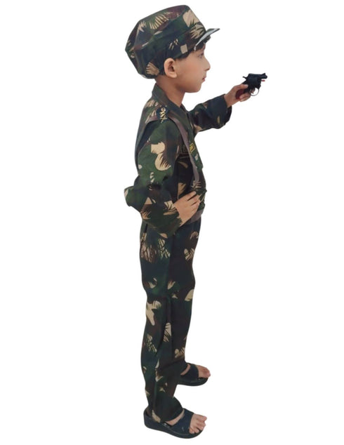 BookMyCostume 6pcs Army Leaf Print | Independence Day | Army Costume | Community Helper Commando Soldier for Patriotic Events for Role Play