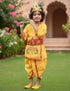BookMyCostume Krishna Dress for Baby Boy | Print Shri Krishna Costume for Kids with Patka, Flute, Mukut & Mala | Janmashtami Photoshoot Outfit | Fancy Dress RolePlay Costume for Kids