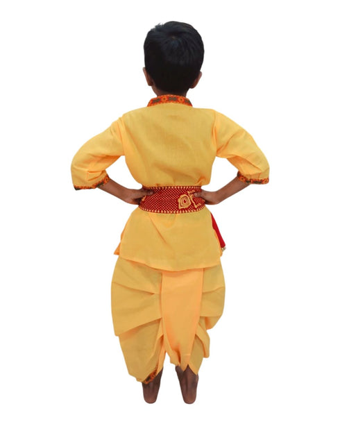 BookMyCostume Shri Krishna Dress for Baby Boy | Print Krishna Costume for Kids with Patka | Janmashtami Photoshoot Outfit | Kanha Dress for Baby Boy | Fancy Dress Costumes for Kids