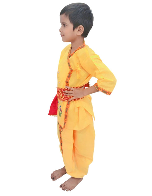 BookMyCostume Shri Krishna Dress for Baby Boy | Print Krishna Costume for Kids with Patka | Janmashtami Photoshoot Outfit | Kanha Dress for Baby Boy | Fancy Dress Costumes for Kids