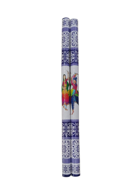 Wooden Raja Rani Dandiya Sticks | Traditional Seth Sethani Garba Sticks for Navratri & Dance Festivals | PVC Coated White & Blue Wooden Dandiya (1 Pair – 2 Sticks) | Fancy Dress Accessory for Kids & Adults