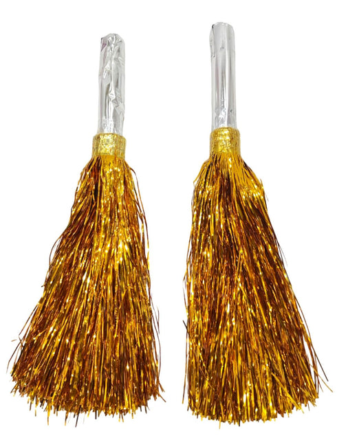 BookMyCostume Golden Pom Pom with Stick | Cheerleader Pompoms for Kids Dance | Pom Poms for Kids for Dance & Sports Events | Cheer Girls Pom Pom for School Annual Day | Fancy Dress Costume Acessory