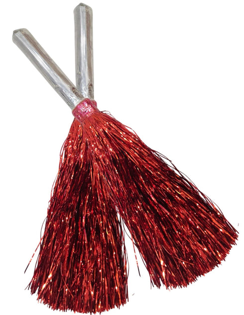 BookMyCostume Red Pom Pom with Stick | Cheerleader Pompoms for Kids Dance | Pom Poms for Kids for Dance & Sports Events | Cheer Girls Pom Pom for School Annual Day | Fancy Dress Costume Acessory