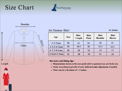 BookMyCostume Airline Air Hostess Kids Fancy Dress Costume for Girls - Red