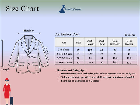 Airline Air Hostess Kids Fancy Dress Costume for Girls - Red