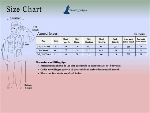 6pcs Army Leaf Print | Independence Day | Army Costume | Community Helper Commando Soldier for Patriotic Events for Role Play