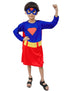 BookMyCostume Supreme Girl Red & Blue Character – Dress with Cape & Eye Mask | Superhero Kids Fancy Dress Outfit For Girls