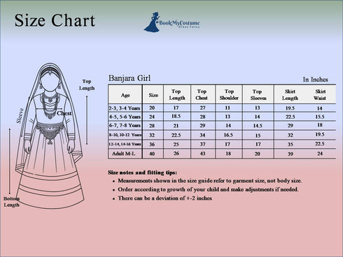 BookMyCostume Banjara Nomads North Western India Costume for Girls and Women | Without Jewellery