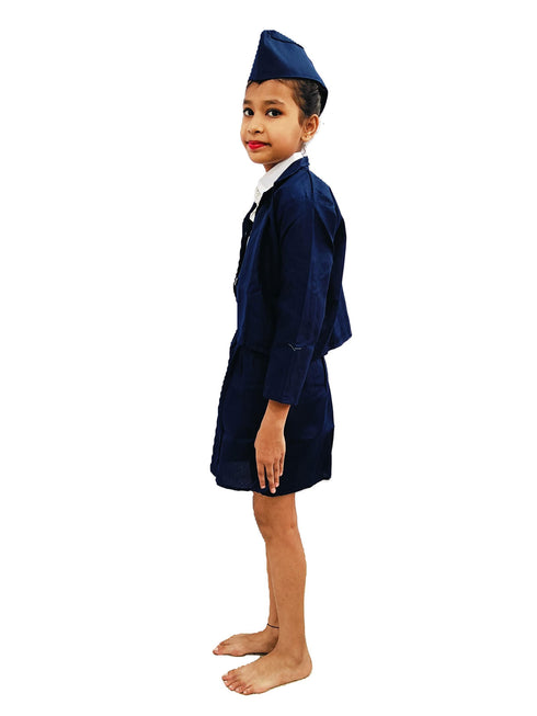 BookMyCostume Airline Air Hostess Kids Fancy Dress Costume for Girls - Blue