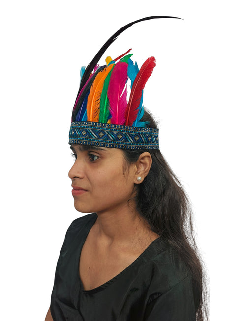 Carnival Multicolor Feather Headdress Crown Fancy Dress Costume