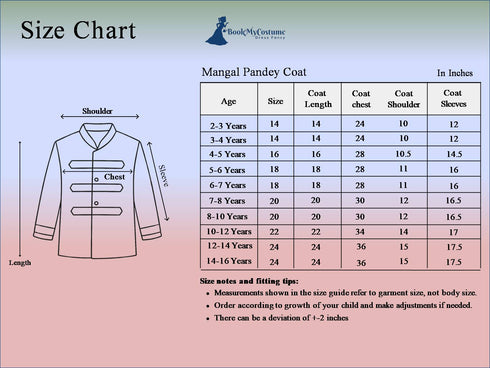 BookMyCostume Mangal Pandey 1857 Mutiny Sepoy Freedom Fighter Patriotic Kids Fancy Dress Costume