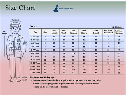 Indian Police Inspector Community Helper Khaki Fancy Dress Costume for Kids