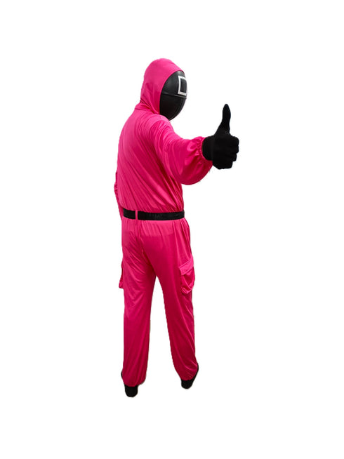 BookMyCostume Survival Drama Korean TV Series Game Costume with Attached Hood, Plastic Mask & Belt - Halloween Cosplay Outfit for Adults | For Mens