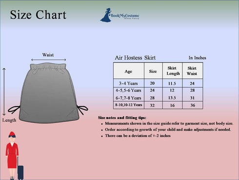 BookMyCostume Airline Air Hostess Kids Fancy Dress Costume for Girls - Red