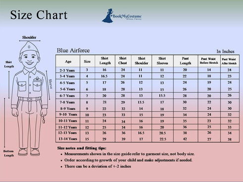 BookMyCostume Indian Air Force Defense Pilot Uniform Kids Fancy Dress Costume - Blue