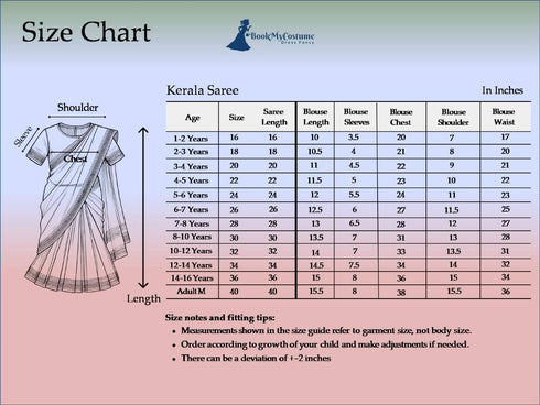 BookMyCostume Kerala Indian State Saree Onam Fancy Dress Costume for Girls and Females